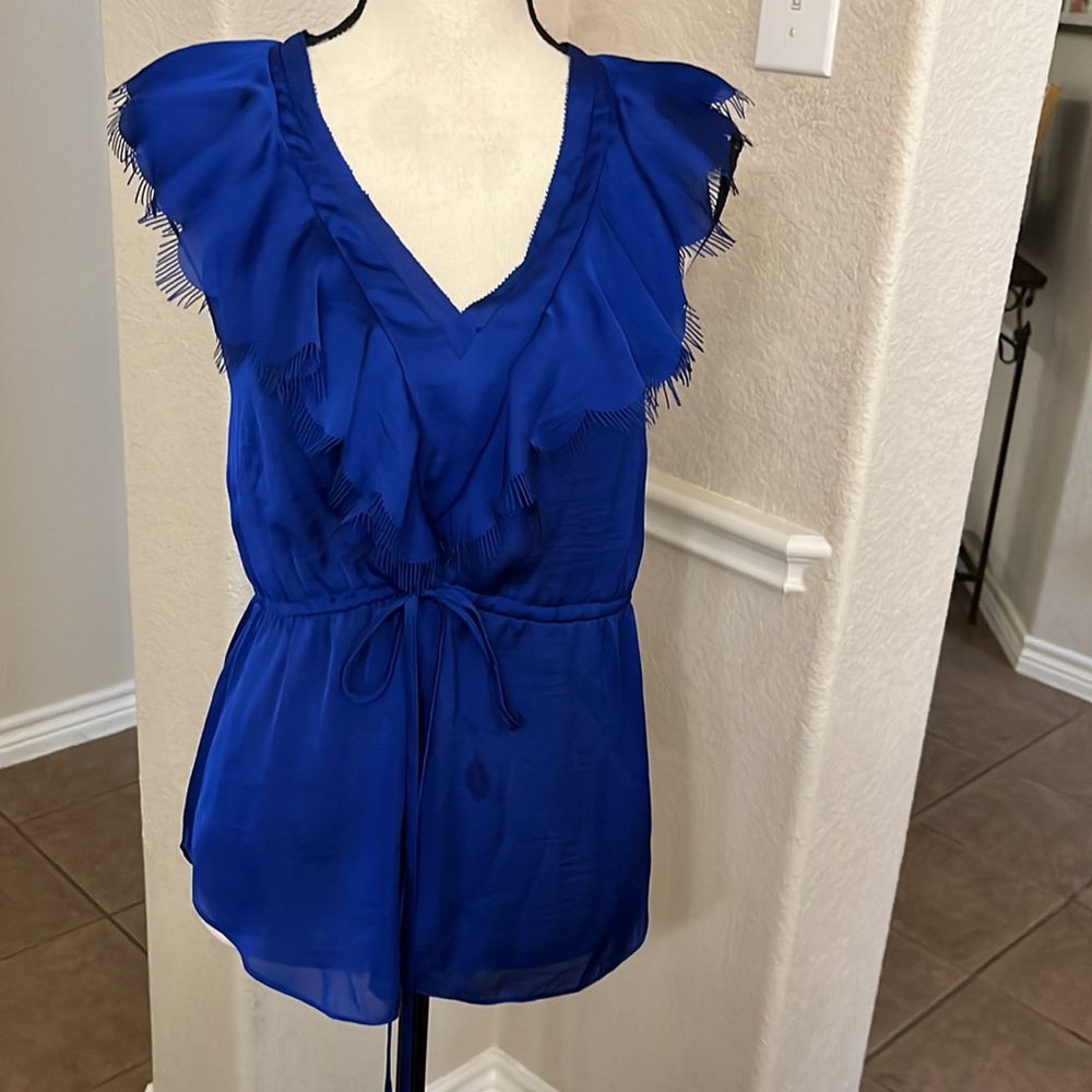 Rebecca Taylor cobalt ruffled peplum top blouse Size 0